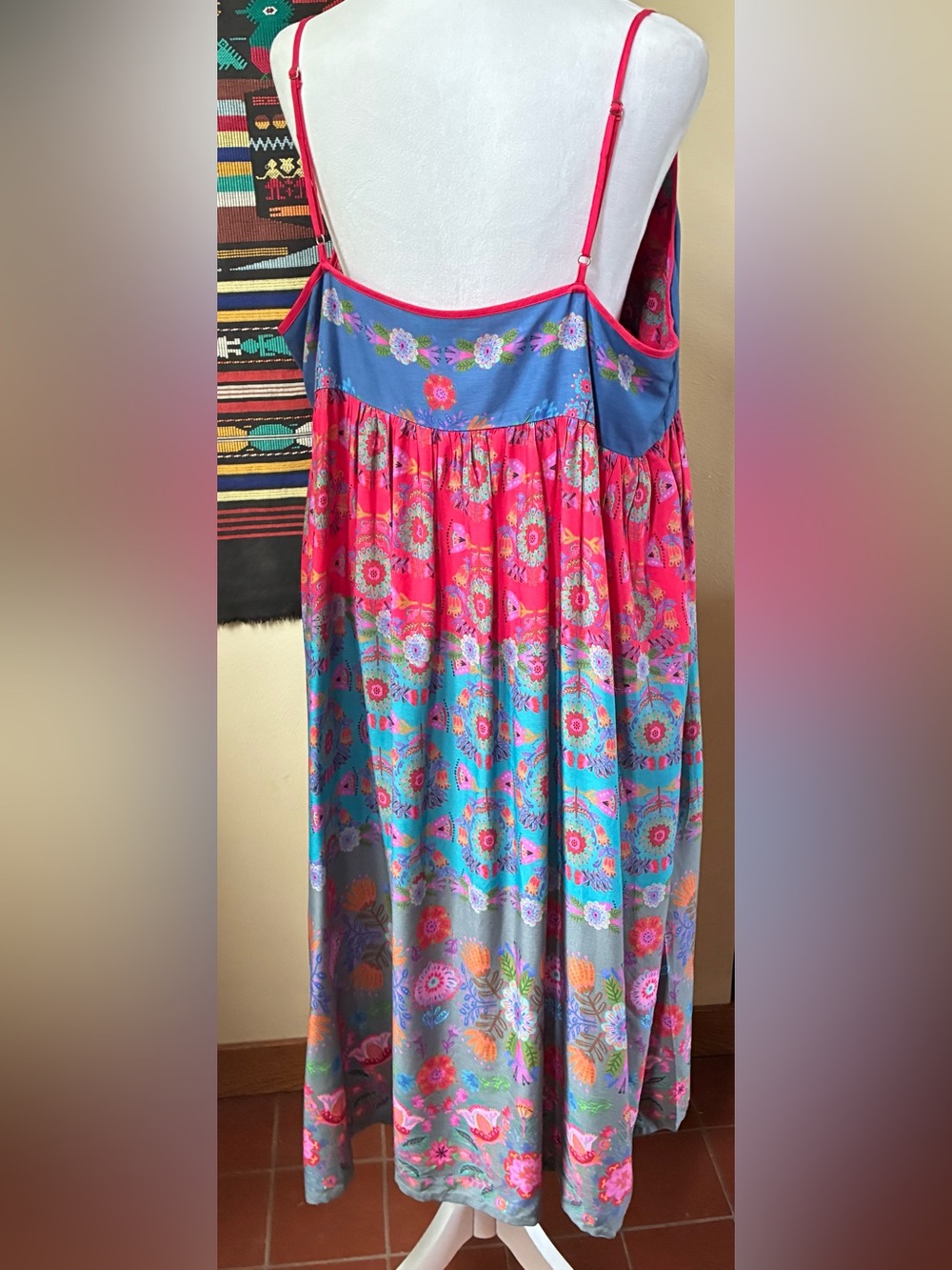 NATURAL LIFE Bright Floral Colorblock Sleeveless Dress - Blue & Pink & Turquoise - Picture 3 of 12